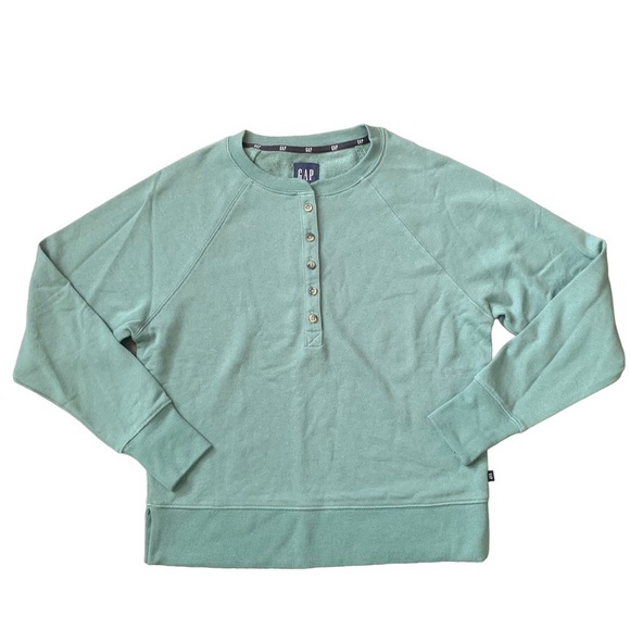 GAP Tops - Gap sage green henley crewneck sweatshirt size XS